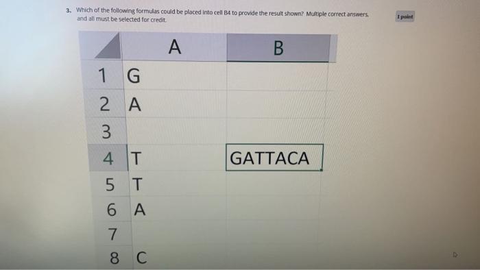 Solved 3. Which of the following formulas could be placed | Chegg.com