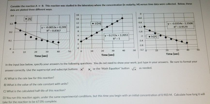 Solved Consider the reaction A B. This reaction was studied | Chegg.com