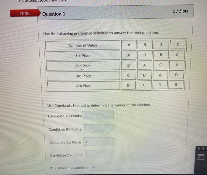 Solved Inis 1/5 pts Partial Question 1 Use the following | Chegg.com
