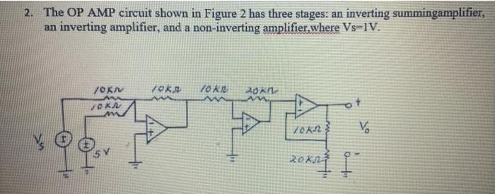 Solved 2. The OP AMP circuit shown in Figure 2 has three | Chegg.com