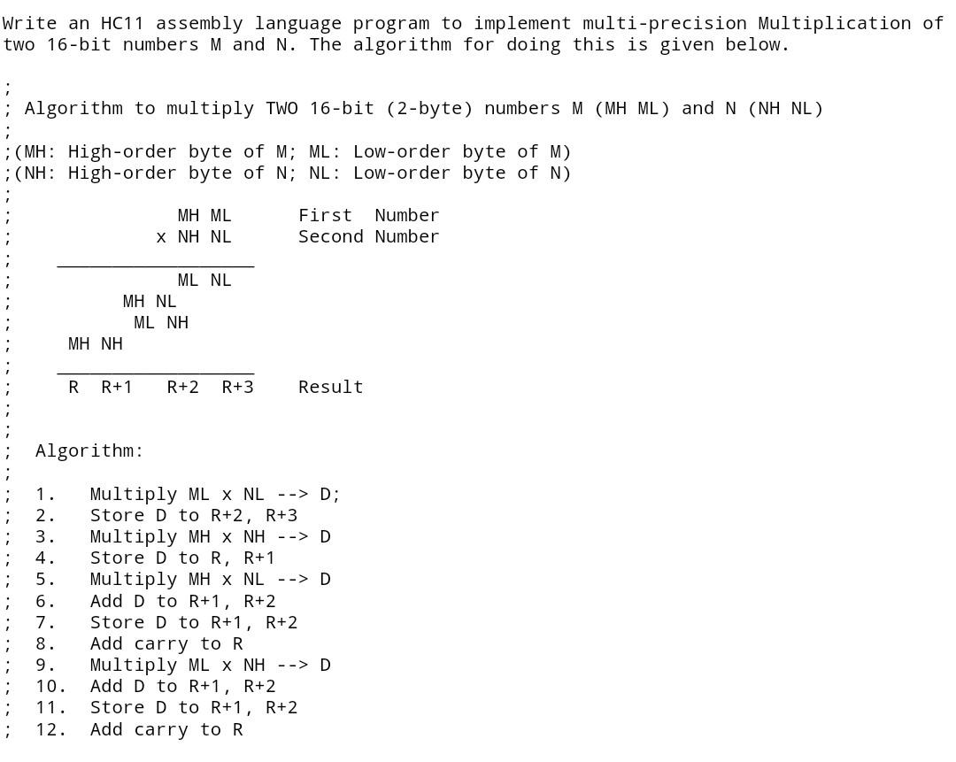 Solved Write an HC11 assembly language program to implement | Chegg.com image.