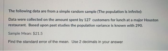 Solved The following data are from a simple random sample | Chegg.com