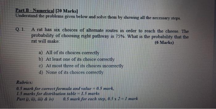 Solved Part B - Numerical [20 Marks] Understand the problems | Chegg.com