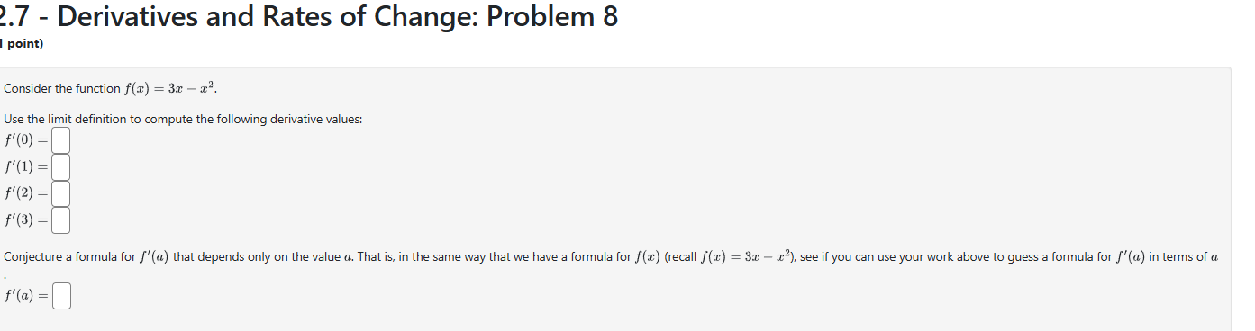 Solved 2.7 - ﻿Derivatives and Rates of ﻿Change: Problem | Chegg.com