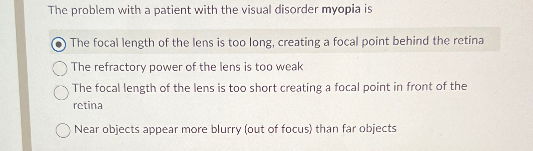 Solved The problem with a patient with the visual disorder | Chegg.com