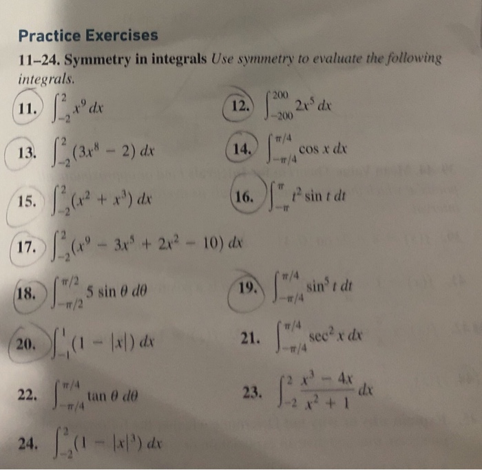 Solved Practice Exercises 11 24 Symmetry In Integrals Use Chegg Com   Image 