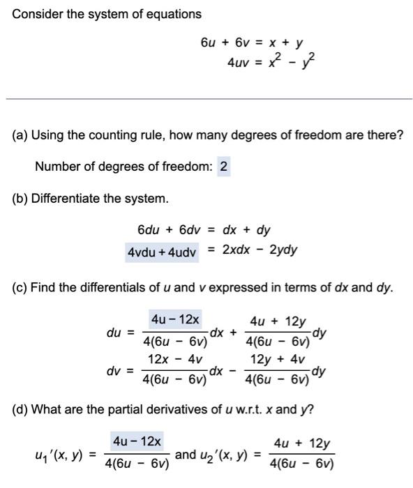 Solved Consider The System Of Equations (b) Differentiate | Chegg.com