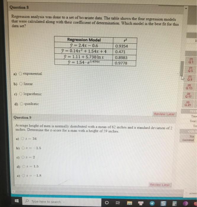Solved Questions Regression analysis was done to a set of | Chegg.com
