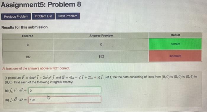 Solved Assignment5: Problem 8 Previous Problem Problem List | Chegg.com
