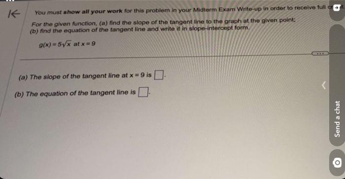 Solved You must show all your work for this problem in your | Chegg.com