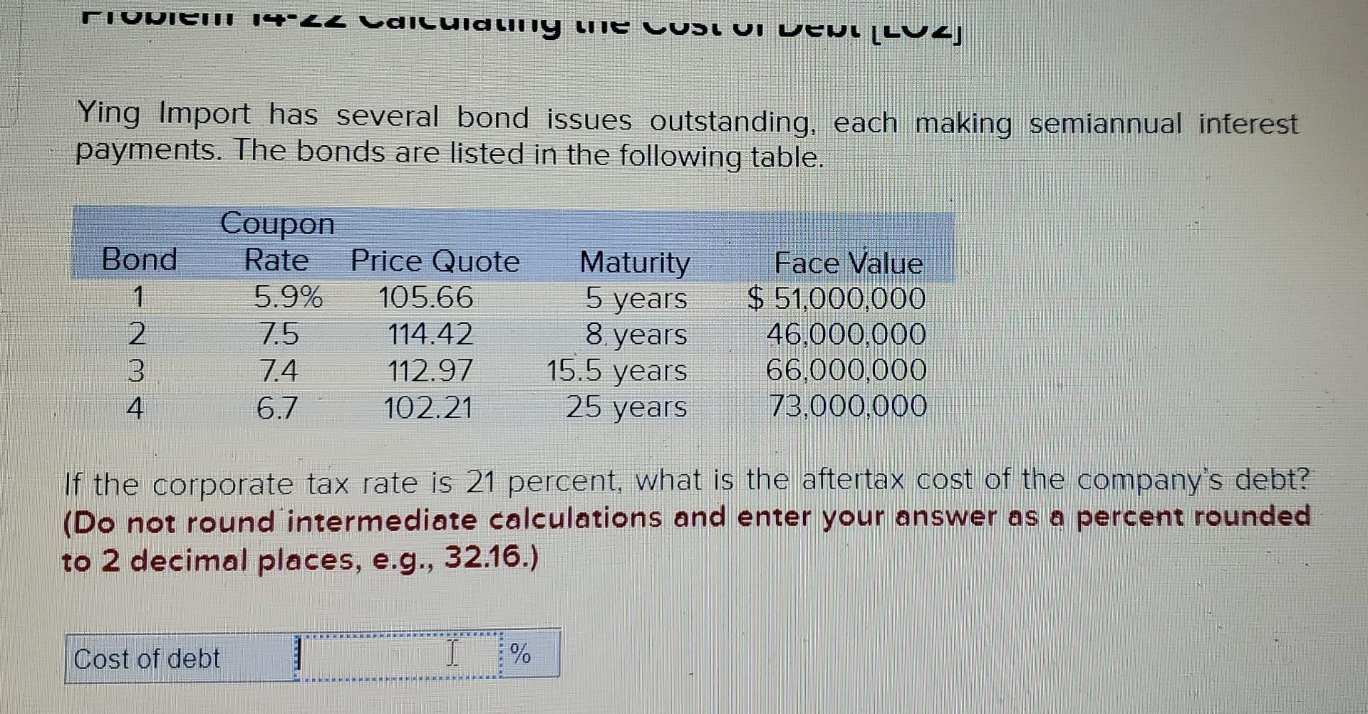 Solved Ying Import Has Several Bond Issues Outstanding, Each | Chegg.com