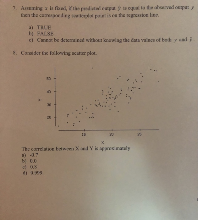 Solved 7 Assuming X Is Fixed If The Predicted Output ŷ Chegg Com