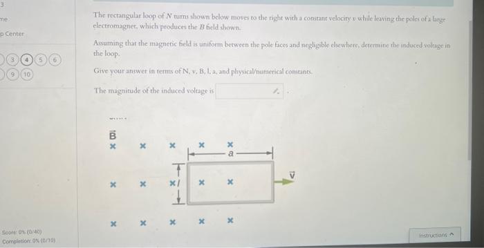 Solved The rectangular loop of N tums shown below moves to | Chegg.com