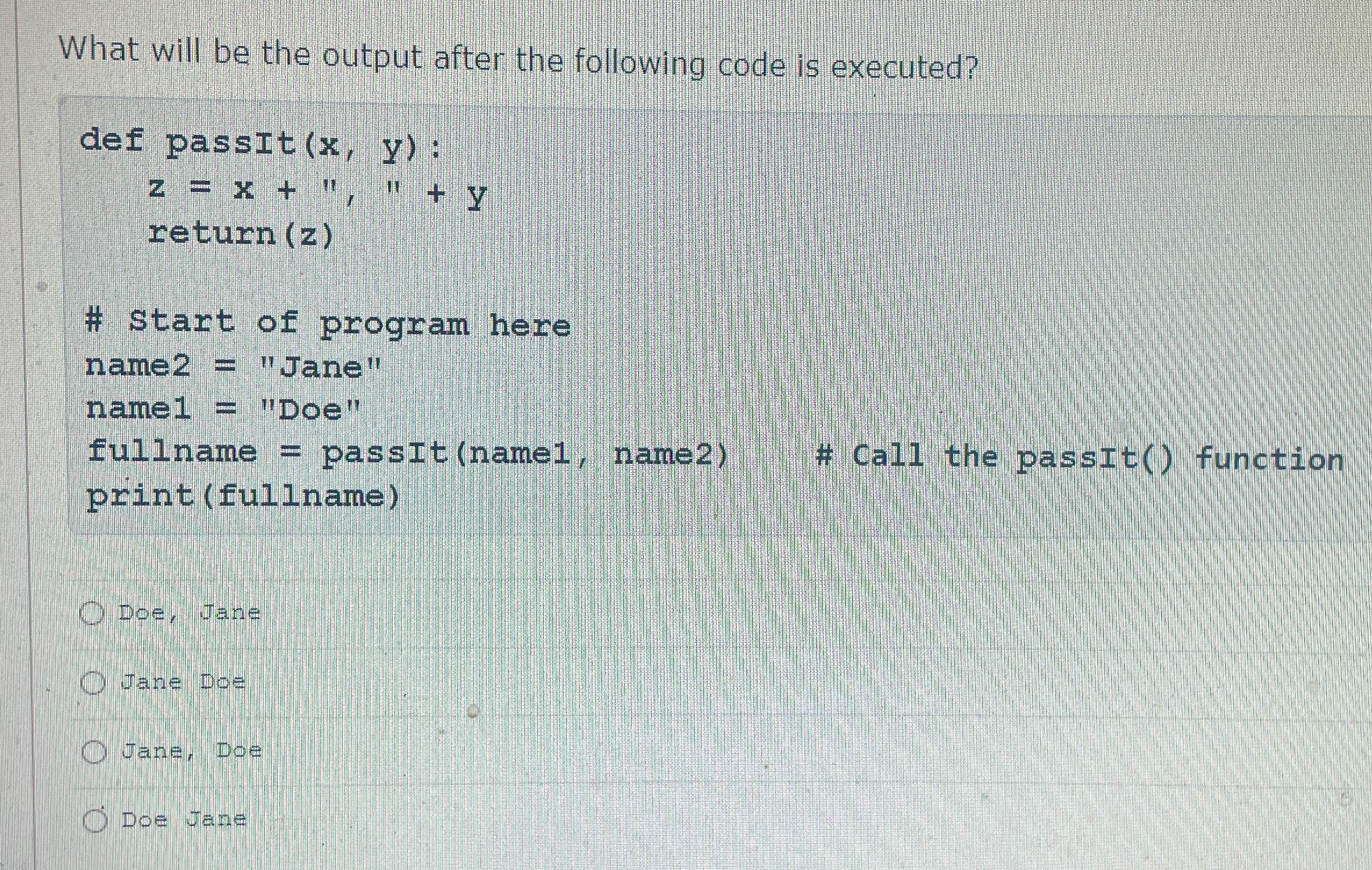 Solved What will be the output after the following code is | Chegg.com