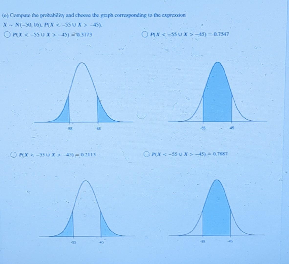 Solved (c) Compute the probability and choose the graph | Chegg.com