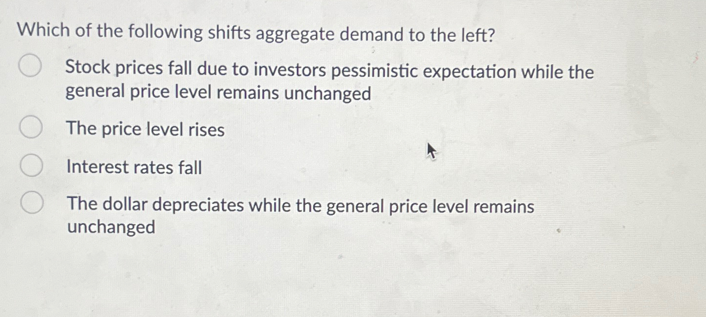 Solved Which Of The Following Shifts Aggregate Demand To The | Chegg.com