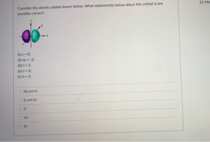 Solved 22 Mir Consider the atomic orbital shown below. What | Chegg.com