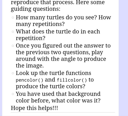 Solved Write a program that uses turtle graphics to generate | Chegg.com