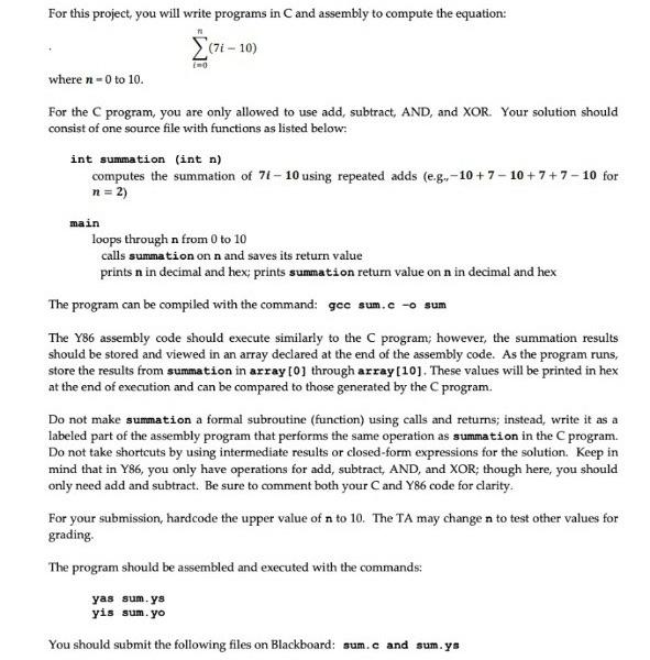 Solved For this project, you will write programs in C and | Chegg.com