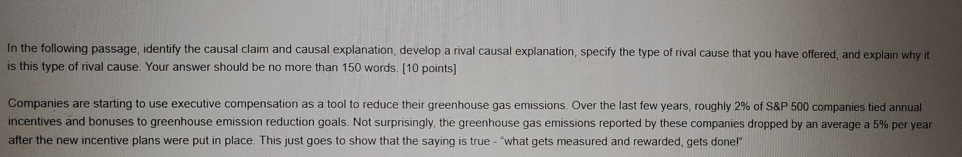 Solved In the following passage, identify the causal claim | Chegg.com