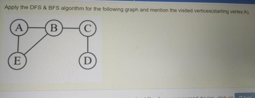 Solved Apply the DFS & BFS algorithm for the following graph | Chegg.com