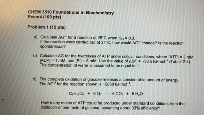 Solved 20 min! practicing biochemistry show your work | Chegg.com