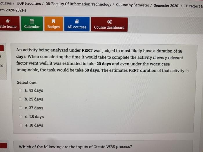 Uop Calendar 2022 Solved Courses / Uop Faculties / 06-Faculty Of Information | Chegg.com