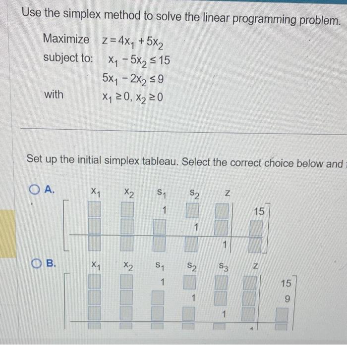Solved Use the simplex method to solve the linear | Chegg.com