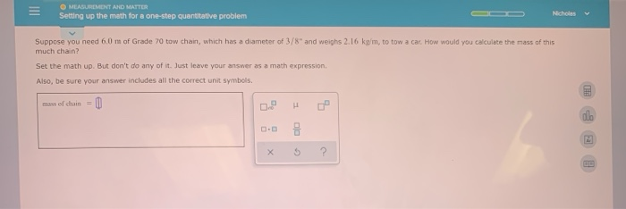 Solved O MEASUREMENT AND MATTER Setting up the math for a | Chegg.com