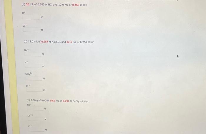 Solved A 50 ML Of 0 100MHCl And 10 0 ML Of 0 460MHCl B Chegg Com   Image