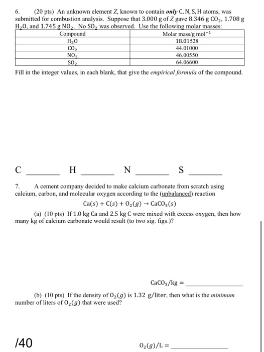 6 Pts An Unknown Element Z Known To Contain Chegg Com