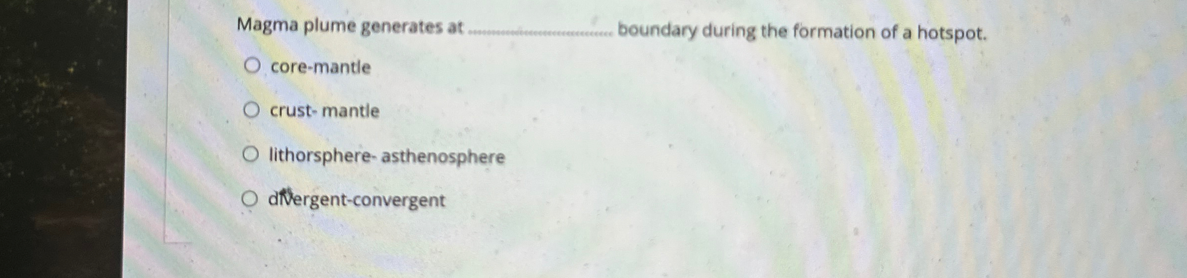 Solved Magma plume generates at q, ﻿boundary during the | Chegg.com