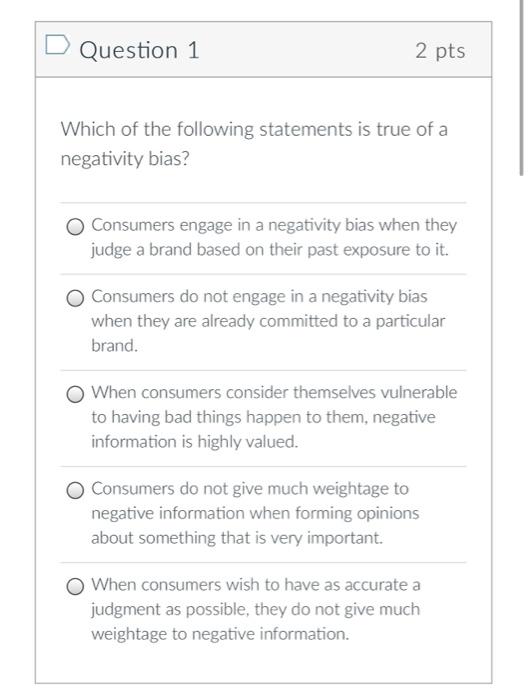 Solved D Question 1 2 pts Which of the following statements | Chegg.com