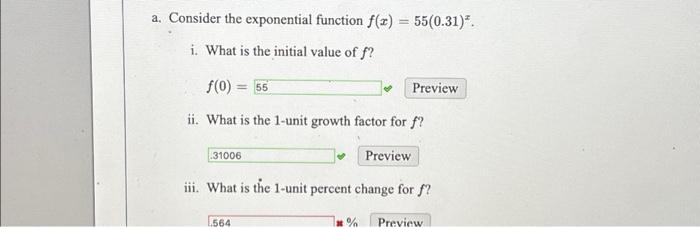 Solved a. Consider the exponential function f(x) = | Chegg.com