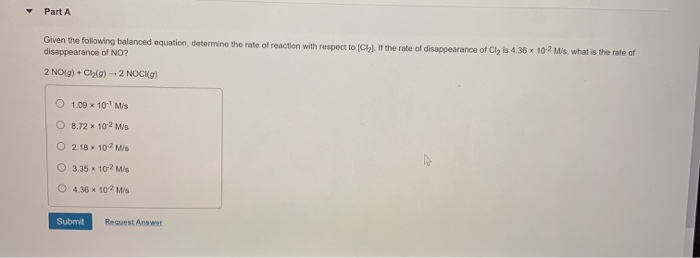 Solved Part A Given The Following Balanced Equation