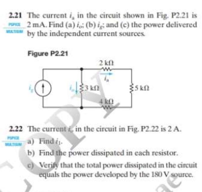Solved 2.21 The current i, in the circuit shown in Fig. | Chegg.com