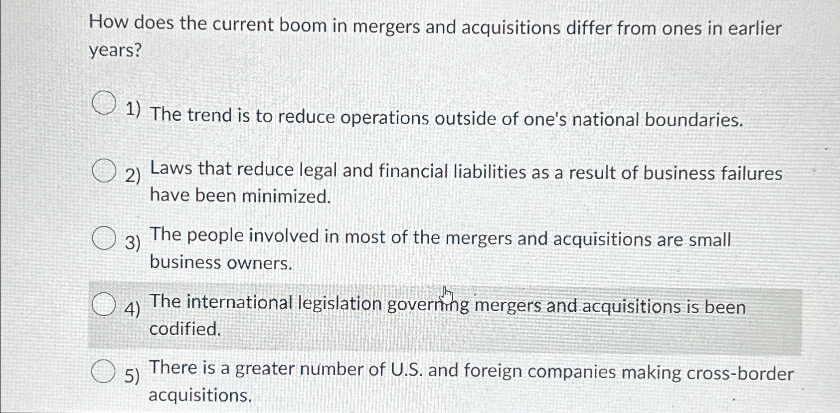 Solved How Does The Current Boom In Mergers And Acquisitions | Chegg.com