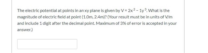 Solved The electric potential at points in an xy plane is | Chegg.com