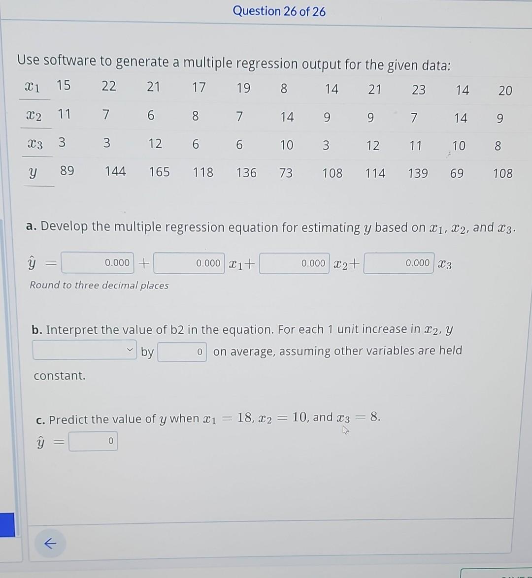 Solved Use software to generate a multiple regression output | Chegg.com