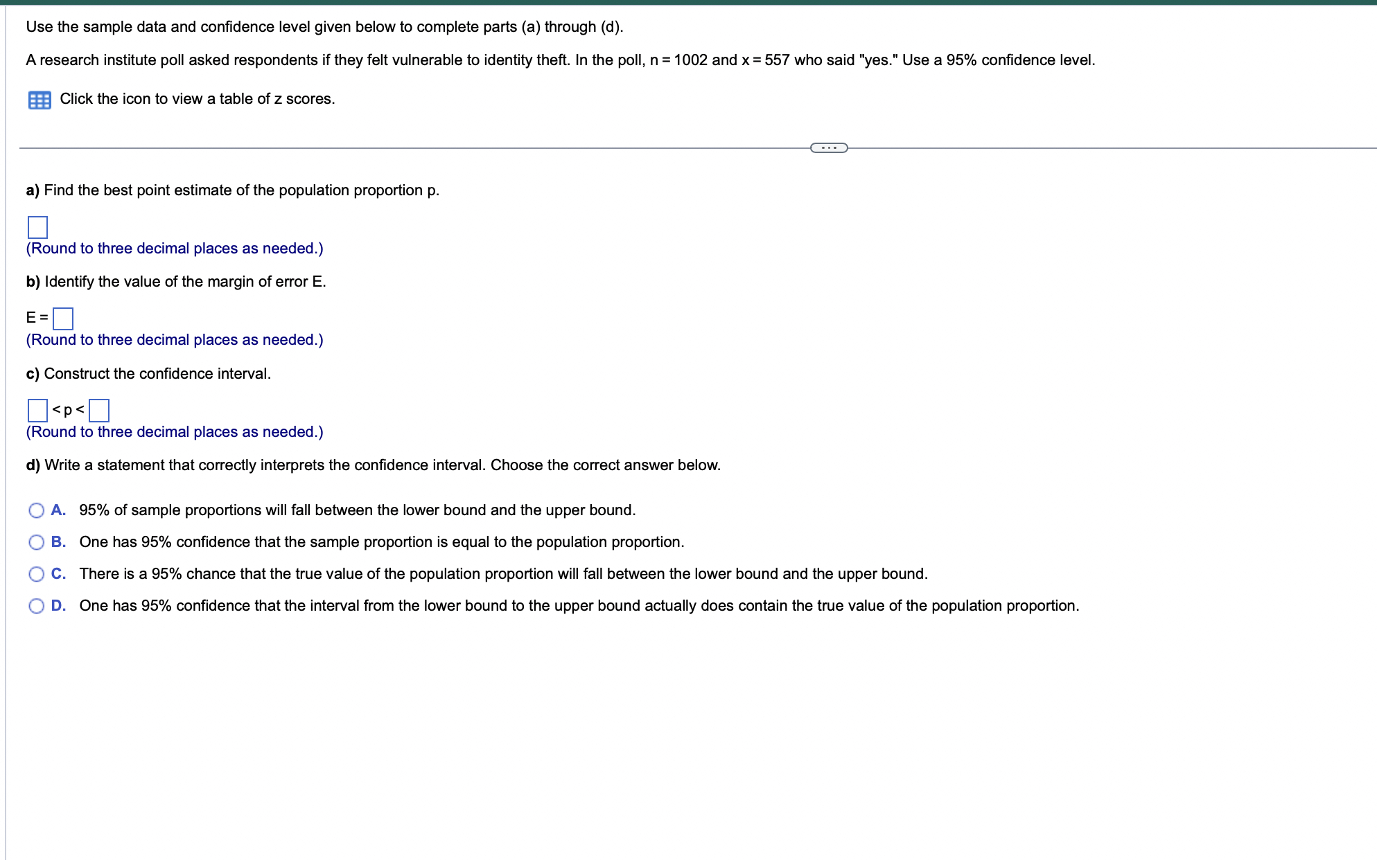 Solved Use the sample data and confidence level given below | Chegg.com
