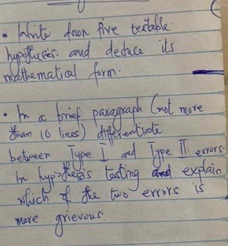 Solved Write down five textable hypotheses, and deduce its | Chegg.com
