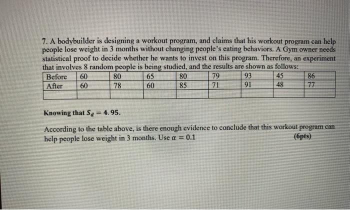 Solved 7. A bodybuilder is designing a workout program, and | Chegg.com