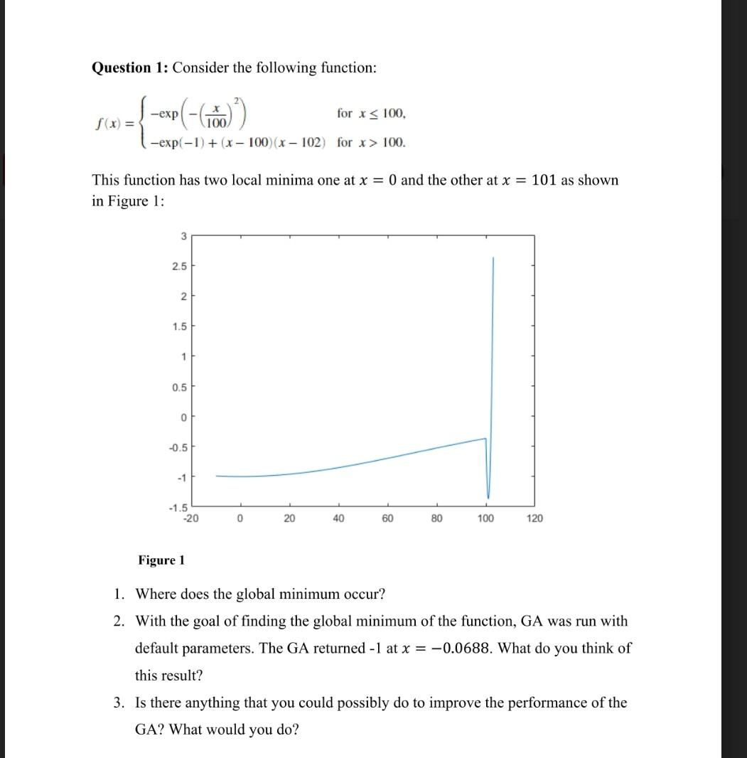 Solved Question 1: Consider the following function: | Chegg.com