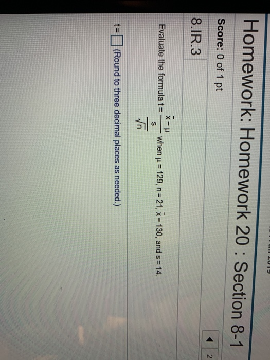 Solved Homework: Homework 20 : Section 8-1 Score: 0 Of 1 Pt | Chegg.com