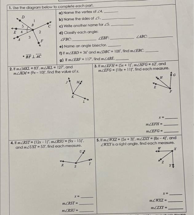 Solved 2 3 1. Use the diagram below to complete each part. | Chegg.com