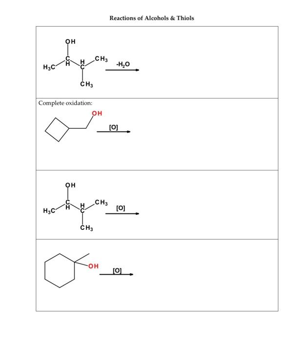 Solved Reactions Of Alcohols \& Thiols | Chegg.com