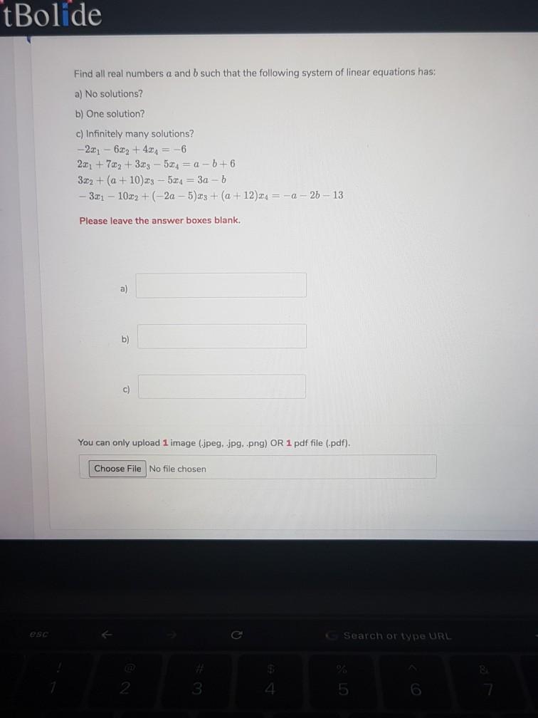 Solved TBolide Find All Real Numbers A And B Such That The | Chegg.com