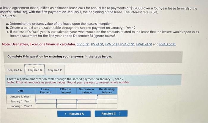 Solved A Lease Agreement That Qualifies As A Finance Lea   Image