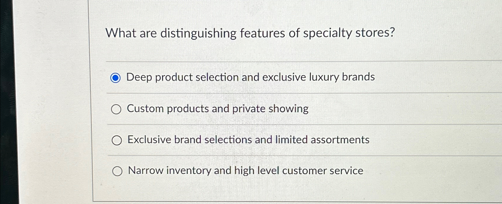 Solved What are distinguishing features of specialty | Chegg.com