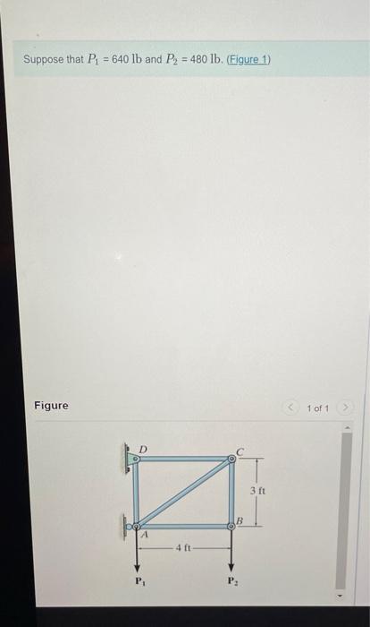 Solved Suppose That P1 = 640 Lb And P2 = 480 Lb. (Figure 1) | Chegg.com